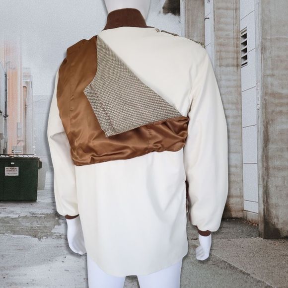 Handmade Faux Leather Winter Tailored Jacket Multicolored L - Picture 9 of 14